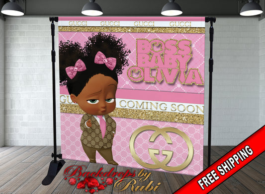 Boss Baby Girl Backdrop, Boss Baby Banner, Boss Baby  Birthday, Boss Baby party, Boss Baby Personalized Backdrop, Boss Baby baby Shower, Boss Baby African American