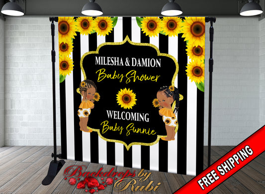 Sunflowers Bee Backdrop, Sunflowers Baby Shower Backdrop, What Will it Bee Backdrop, Sunflowers Baby Shower, Little Princess Backdrop,