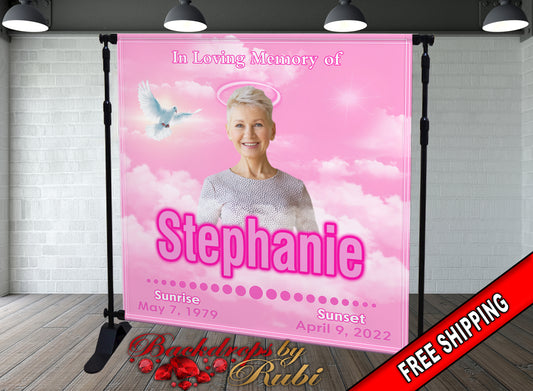 Memorial Backdrop, Funeral Backdrop, In Loving Memory backdrop, Memorial Banner, Happy Heavenly Birthday, Memorial Photo Backdrop, Memorial