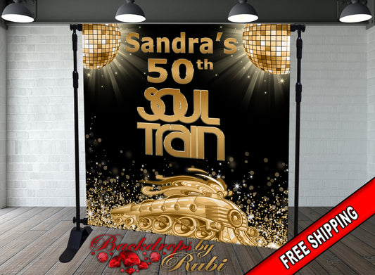 Soul Train Birthday Backdrop, Soul Train Gold  Backdrop, Soul Train Party, Soul Train Birthday Step and Repeat, Soul Train Banner