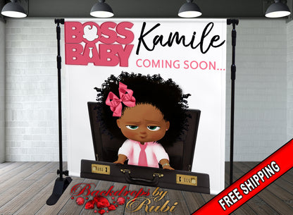 Boss Baby Girl Backdrop, Boss Baby Banner, Boss Baby  Birthday, Boss Baby party, Boss Baby Personalized Backdrop, Boss Baby baby Shower, Boss Baby African American