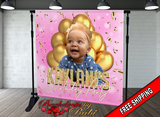 Birthday Backdrop, Custom Photo Birthday Backdrop, 1st Birthday Backdrop, Birthday Banner, Photo Birthday Backdrop, kids Backdrop