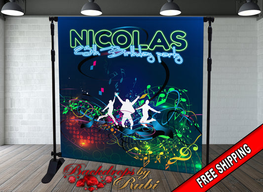 Neon Backdrop, Neon Banner, Neon Party Backdrop, Neon Theme Backdrop, Neon Party, Neon Birthday Backdrop, Glow Party Backdrop, Glow Banner