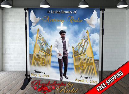 Memorial Backdrop, Funeral Backdrop, In Loving Memory backdrop, Memorial Banner, Happy Heavenly Birthday, Memorial Photo Backdrop, Memorial