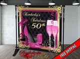 High Heels Backdrop, High Heels Birthday Backdrop, High Heel Shoe Stiletto Backdrop, Fabulous Birthday Backdrop, High Heels Glitter Hot Pink
