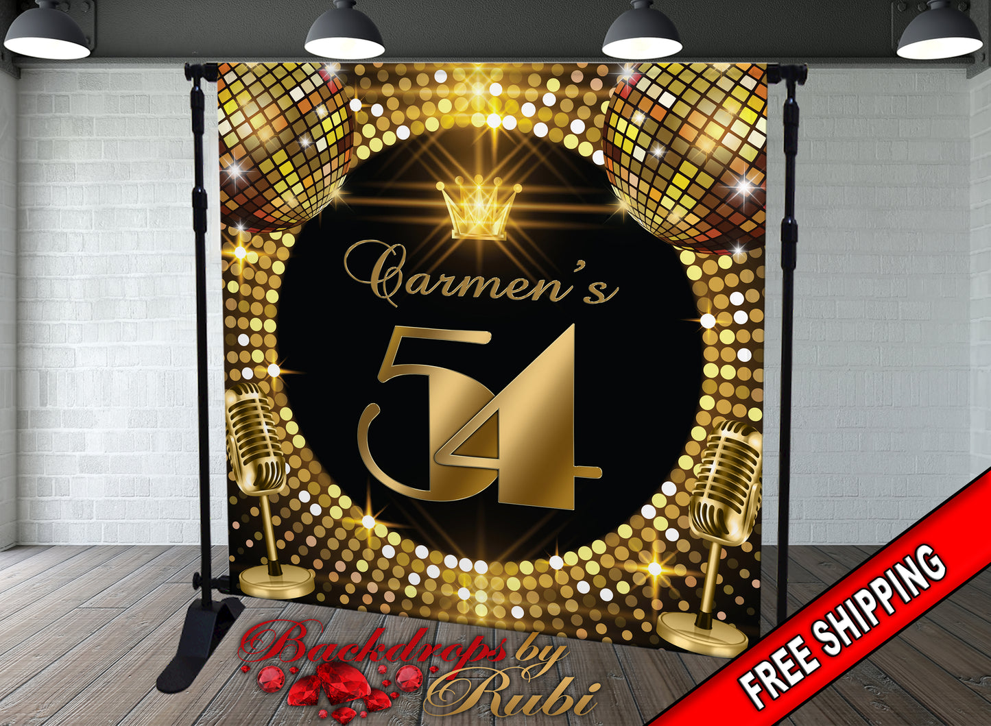 Birthday Backdrop, Studio 54 Backdrop, Disco backdrop, Studio 54 Banner, Women's Backdrop, Disco Banner, 54th Backdrop, 50th backdrop