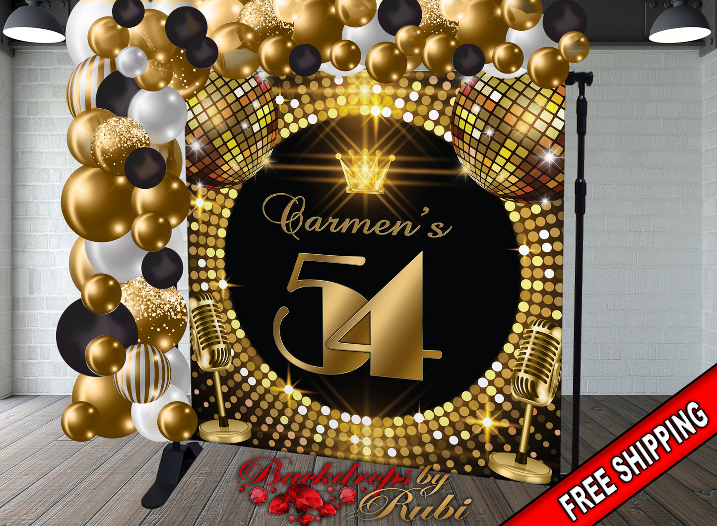 Birthday Backdrop, Studio 54 Backdrop, Disco backdrop, Studio 54 Banner, Women's Backdrop, Disco Banner, 54th Backdrop, 50th backdrop