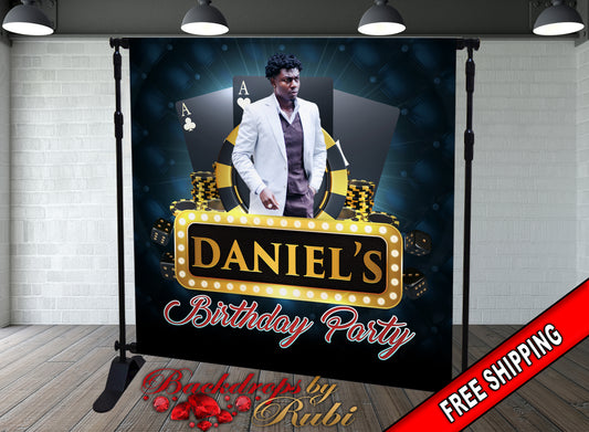 Birthday Casino Backdrop, Casino Banner, Casino Party Backdrop, Casino Birthday Party Background, Gambling Backdrop, Poker Backdrop