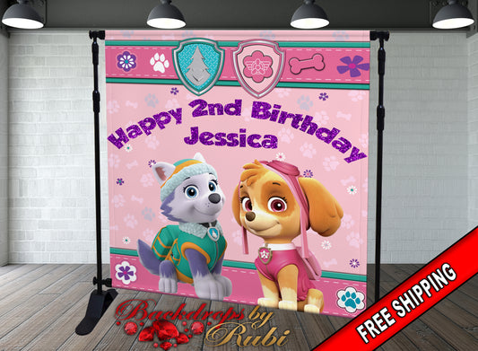 Paw Patrol Backdrop, Paw Patrol Banner, Paw Patrol  Birthday, Paw Patrol Party, Paw Patrol Personalized Backdrop, Paw Patrol Baby Shower, Chase Backdrop, Skye Backdrop, Marshall Backdrop