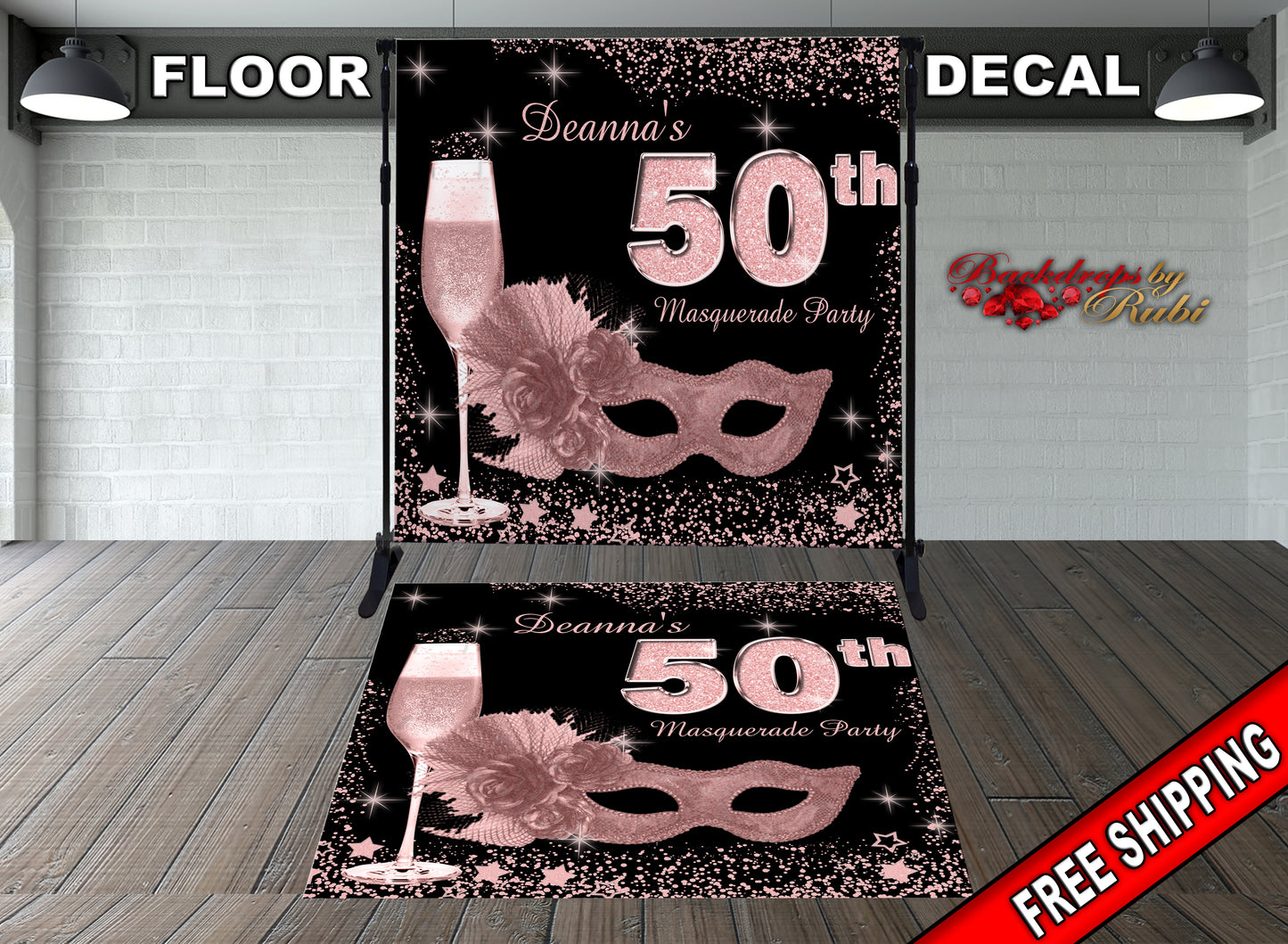 Masquerade Floor Decal, Masquerade Floor Sticker, Masquerade Decal, Masquerade backdrop, Masquerade Birthday, Masquerade Rose Gold