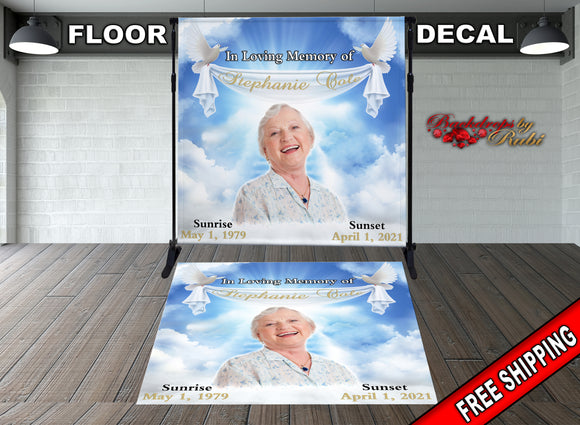 Memorial Floor Decal, Funeral Floor Sticker, Funeral Floor Decal, Happy Heavenly Birthday, In Loving Memory Decal, Memorial Removable Decal