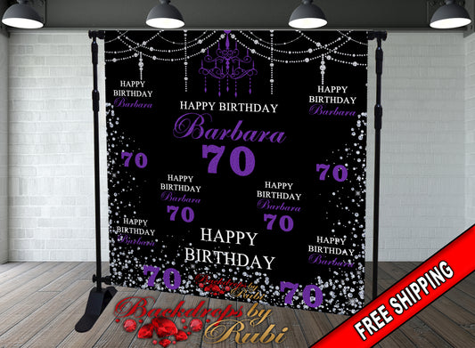 50th Birthday Backdrop, Chandelier Birthday Backdrop, Diamonds Backdrop, Birthday Party Background, Birthday Step and Repeat Backdrop, 50th Step and Repeat Backdrop