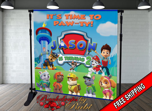 Paw Patrol Backdrop, Paw Patrol Banner, Paw Patrol  Birthday, Paw Patrol Party, Paw Patrol Personalized Backdrop, Paw Patrol Baby Shower, Chase Backdrop, Skye Backdrop, Marshall Backdrop