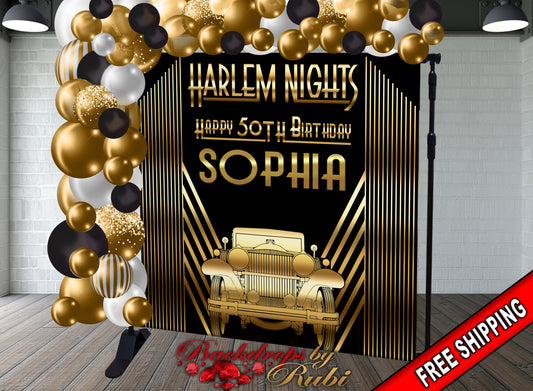 Harlem Nights Birthday Backdrop, Harlem Nights Gold Backdrop, Harlem Nights Party, Gatsby Backdrop, Harlem Nights Banner, Harlem Nights