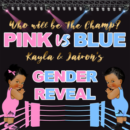 Wrestling Gender Reveal Backdrop, Pink vs Blue Backdrop, Gender Reveal backdrop, Boy Or Girl, Gender Reveal Prince or Princess, Baby Boxer