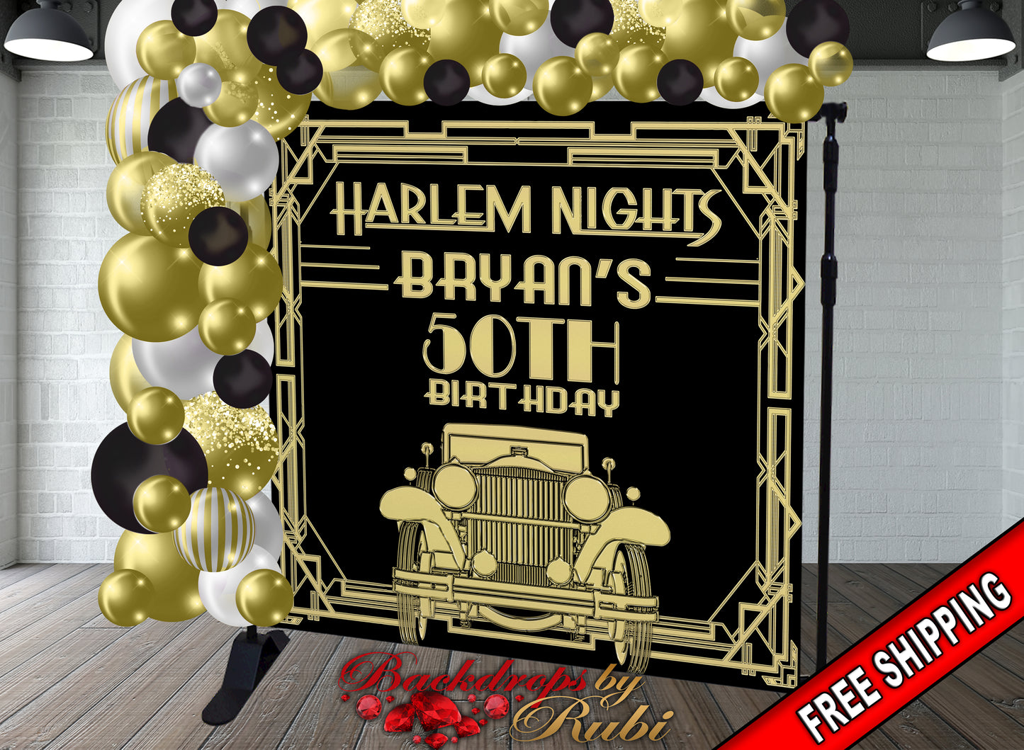 Harlem Nights Birthday Backdrop, Harlem Nights Gold Backdrop, Harlem Nights Party, Gatsby Backdrop, Harlem Nights Banner, Harlem Nights