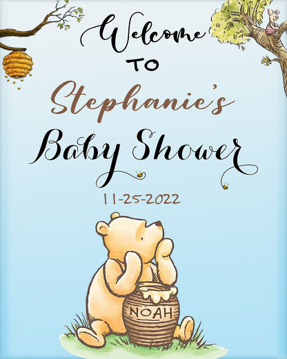 Winnie The Pooh Canvas Sign, Winnie The Pooh Baby Shower Welcome Sign, Winnie The Pooh Baby Shower, Winnie The Pooh Classic, Winnie The Pooh