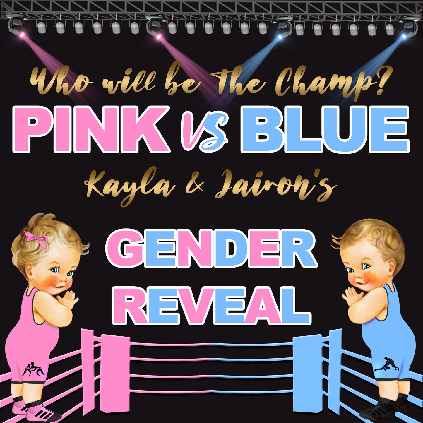 Wrestling Gender Reveal Backdrop, Pink vs Blue Backdrop, Gender Reveal backdrop, Boy Or Girl, Gender Reveal Prince or Princess, Baby Boxer