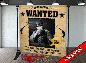 Wanted Backdrop, Wanted Banner, Western Backdrop, Wanted Poster, Vintage Dude Backdrop, 50th Birthday Backdrop, Aged to Perfection Backdrop