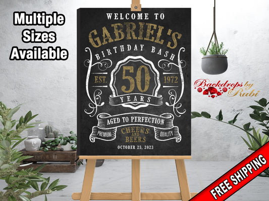 Vintage Men Canvas Sign, Vintage Men Welcome Sign, 30th Birthday, 40th, 50th, 60th Welcome Sign , Vintage Men Birthday Canvas Sign, Vintage