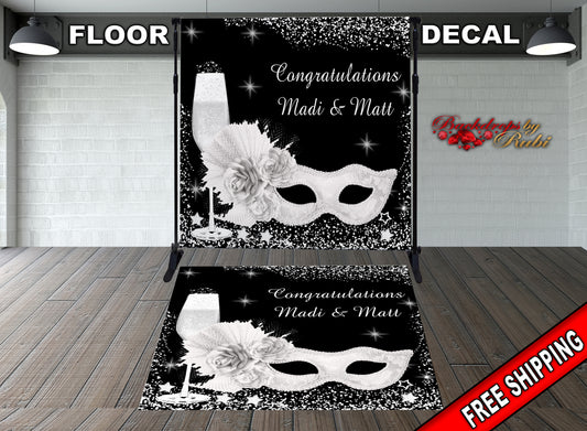 Masquerade Floor Decal, Masquerade Floor Sticker, Masquerade Decal, Masquerade backdrop, Masquerade Birthday, Masquerade White, Masquerade