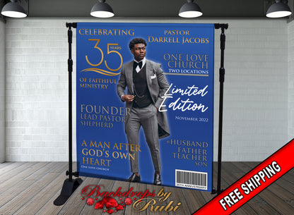 Magazine Cover Backdrop, Magazine Cover Birthday, Magazine Cover Banner, Magazine Church Backdrop, Magazine Men's Backdrop, Pastor Backdrop