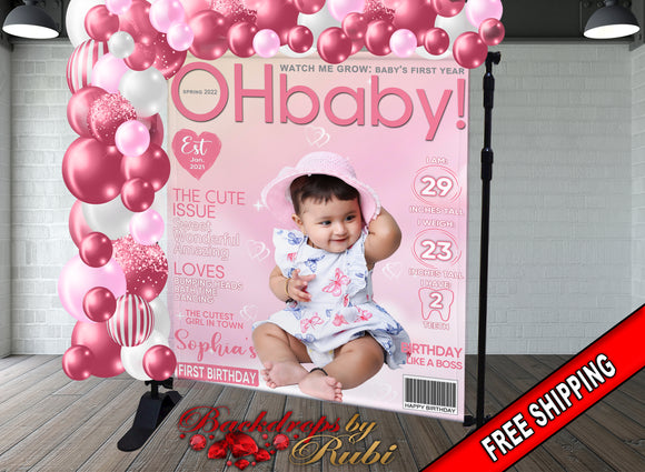 Magazine Baby Cover Backdrop, Magazine Cover Birthday, Magazine Cover Banner, Magazine Baby Birthday Backdrop, Magazine Baby Backdrop