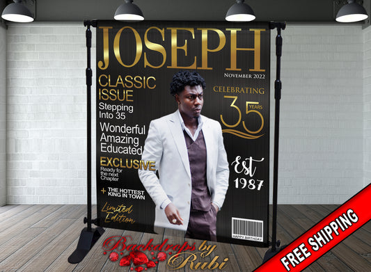 Magazine Cover Backdrop, Magazine Cover Birthday, Magazine Cover Banner, Magazine Cover Step and Repeat, Magazine Men's Backdrop, Magazine