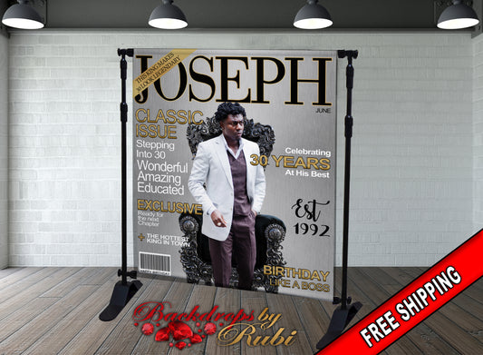 Magazine Cover Backdrop, Magazine Cover Birthday, Magazine Cover Banner, Magazine Cover Step and Repeat, Magazine Men's Backdrop, Magazine