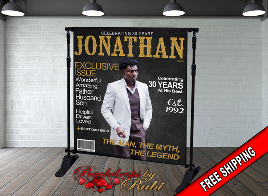 Magazine Cover Backdrop, Magazine Cover Birthday, Magazine Cover Banner, Magazine Cover Step and Repeat, Magazine Men's Backdrop, Magazine