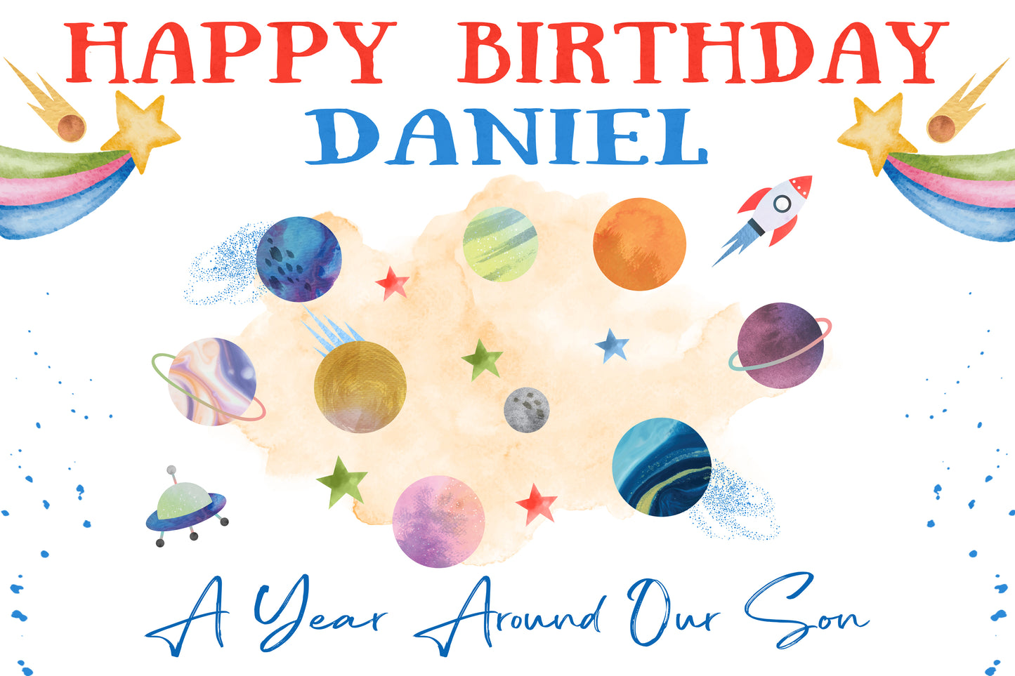 Outer Space Backdrop, Planets Backdrop, Around the Sun Backdrop, Space Birthday Backdrop, Space Banner, First Trip Around The Sun, Space