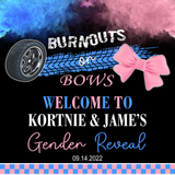 Burnouts or Bows Gender Reveal Backdrop, Pink vs Blue Backdrop, Gender Reveal backdrop, Boy Or Girl, Burnouts or Bows Banner, Baby Shower