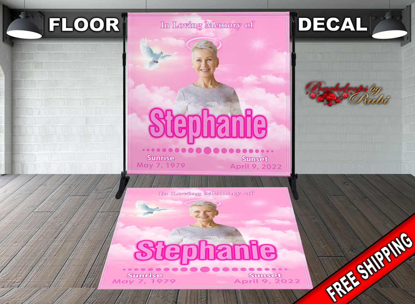 Memorial Floor Decal, Funeral Floor Sticker, Funeral Floor Decal, Happy Heavenly Birthday, In Loving Memory Decal, Memorial Removable Decal