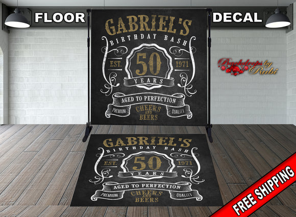 Vintage Men Floor Decal, Vintage Dude Floor Sticker, 50th Birthday Decal, Aged to Perfection Decal, Birthday Decal, Vintage Dude Birthday