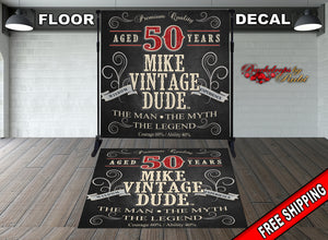 Vintage Dude Floor Decal, Vintage Dude Floor Sticker, 50th Birthday Decal, Aged to Perfection Decal, Birthday Decal, Vintage Dude Birthday