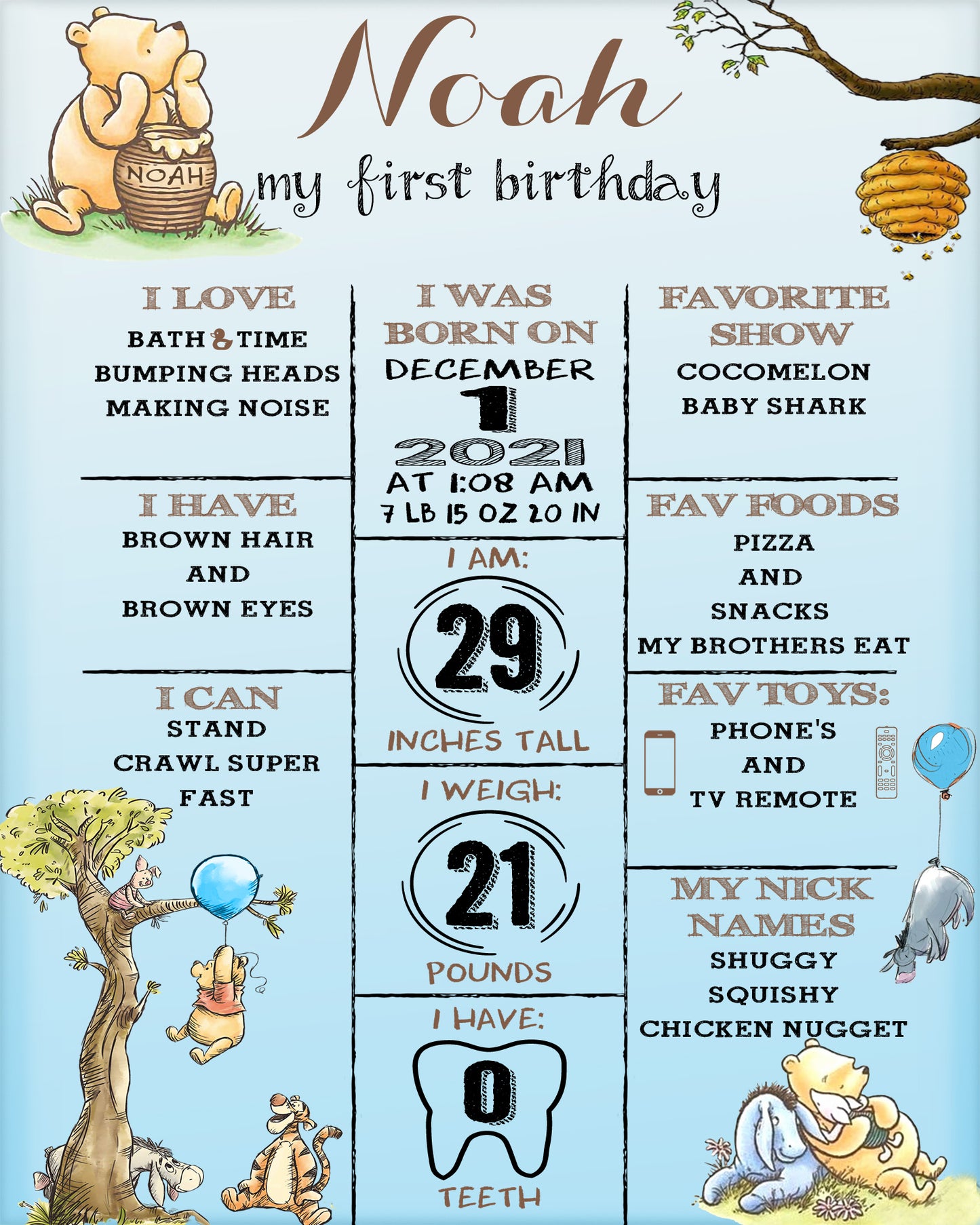 Winnie The Pooh Sign, Winnie The Pooh First Birthday Sign, Winnie The Pooh Classic, Winnie The Pooh Milestone Board, Winnie the Pooh Board