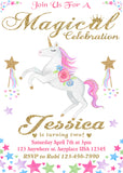 Unicorn Birthday Invitation, Unicorn Baby Shower Invitation, Unicorn Floral Invitation, Unicorn Glitter Invitation, Unicorn watercolor Invitation, Unicorn Pastel Invitation, Unicorn Custom Invitation