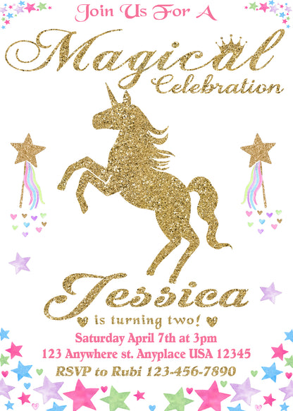 Unicorn Birthday Invitation, Unicorn Baby Shower Invitation, Unicorn Floral Invitation, Unicorn Glitter Invitation, Unicorn watercolor Invitation, Unicorn Pastel Invitation, Unicorn Custom Invitation