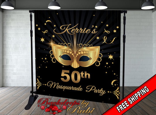 Masquerade Gold Backdrop, Masquerade step and repeat backdrop, 50 Shades Step and Repeat, Mardi gras step and repeat, Masquerade Banner