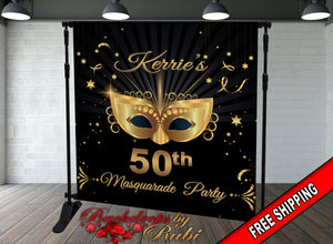 Masquerade Gold Backdrop, Masquerade step and repeat backdrop, 50 Shades Step and Repeat, Mardi gras step and repeat, Masquerade Banner