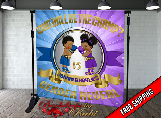 Boxing Gender Reveal Backdrop, Gender Reveal Boxing , Gender Reveal backdrop, Boy Or Girl, Gender Reveal Prince or Princess, Baby Boxer
