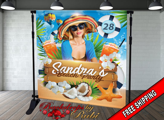 Beach Backdrop, Summer Beach Party Banner, Beach Party Background, Beach Party Photo Backdrop, Beach Party Banner, Splash Beach Backdrop