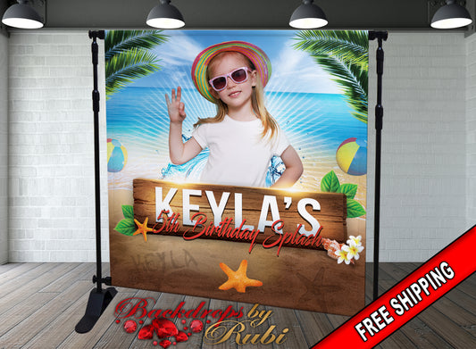 Beach Backdrop, Summer Beach Party Banner, Beach Party Background, Beach Party Photo Backdrop, Beach Party Banner, Splash Beach Backdrop