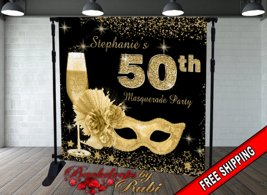 Masquerade Gold Backdrop, Masquerade step and repeat backdrop, 50 Shades Step and Repeat, Mardi gras step and repeat, Masquerade Banner