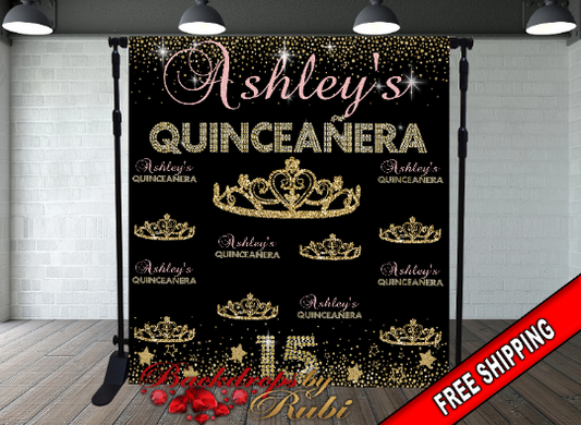 Quinceañera Step and Repeat, Quinceañera Backdrop, Custom Backdrop, 15th Birthday Backdrop, Quinceañera Banner, Sweet 16 Backdrop