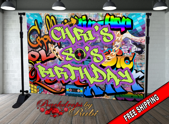 Graffiti Backdrop, Graffiti Banner, 80's 90's Hip Hop Rock Party Backdrop, Graffiti Theme Backdrop, 90s Party Studio Props, Hip Hop Banner
