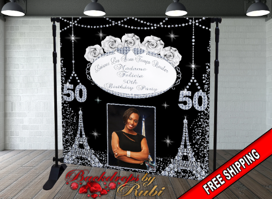 Paris Birthday Backdrop, Paris Backdrop, Birthday Party Background, Paris Eiffel Tower Backdrop, Paris Bridal Shower, Paris Banner