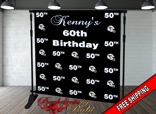 Birthday Backdrop, Football Birthday Backdrop, Football Step and Repeat Backdrop, Sports backdrop, Men's Backdrop, Step and Repeat Backdrop