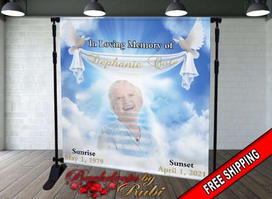 Memorial Backdrop, Funeral Backdrop, In Loving Memory backdrop, Memorial Banner, Happy Heavenly Birthday, Memorial Photo Backdrop, Memorial