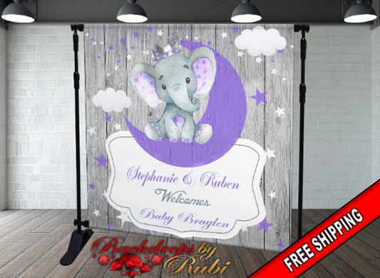 Elephant Backdrop, Elephant banner, Elephant Safari Baby Shower Backdrop, It's a Boy Elephant, Safari Backdrop Baby shower